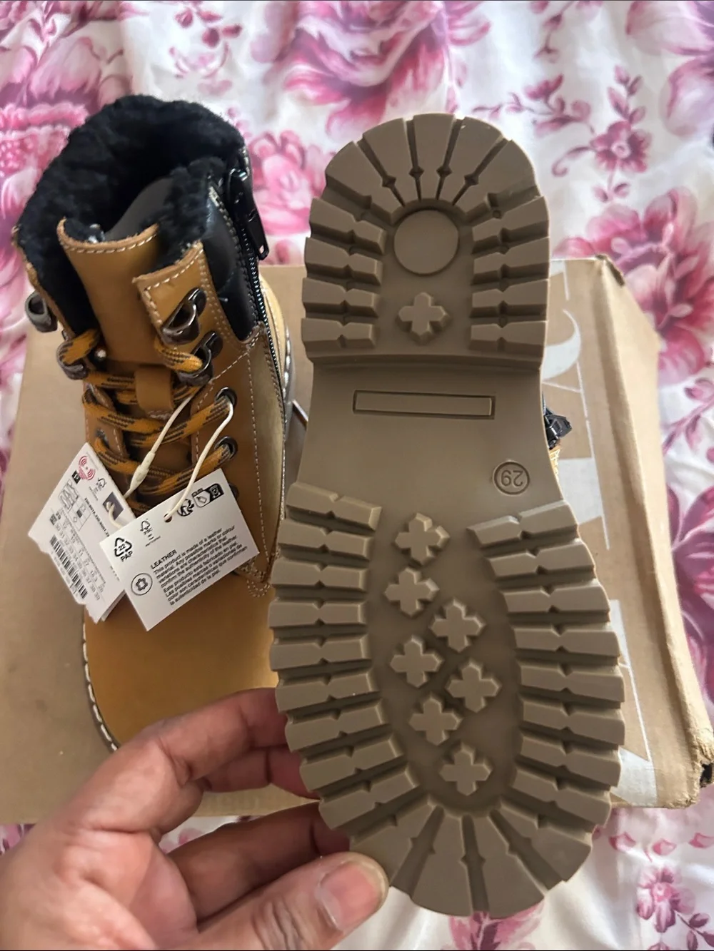 Zara Children's Wheat Lace-Up Winter Boots